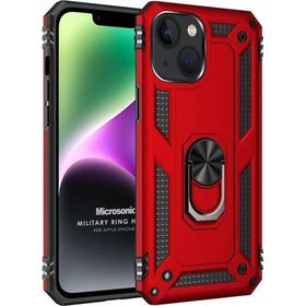 Microsonic Apple iPhone 14 Military Ring Holder Kırmızı Cep Telefonu Kılıfı