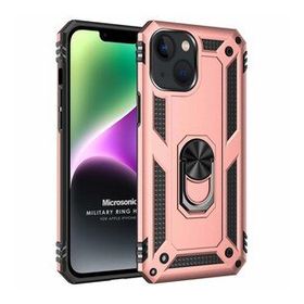 Microsonic Apple iPhone 14 Military Ring Holder Rose Gold Cep Telefonu Kılıfı