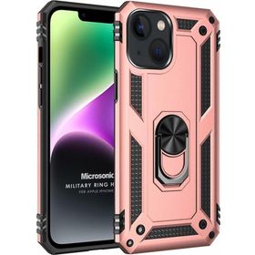 Microsonic Apple iPhone 14 Military Ring Holder Rose Gold Cep Telefonu Kılıfı