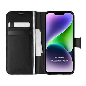 Microsonic Apple iPhone 14 Plus Delux Leather Wallet Siyah Cep Telefonu Kılıfı