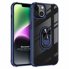 Microsonic Apple iPhone 14 Plus Grande Clear Ring Holder Lacivert Cep Telefonu Kılıfı