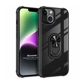 Microsonic Apple iPhone 14 Plus Grande Clear Ring Holder Siyah Cep Telefonu Kılıfı
