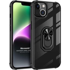 Microsonic Apple iPhone 14 Plus Grande Clear Ring Holder Siyah Cep Telefonu Kılıfı