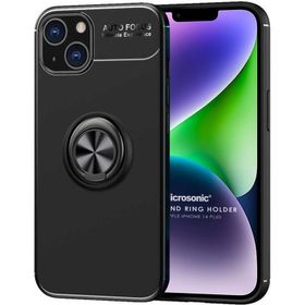 Microsonic Apple iPhone 14 Plus Kickstand Ring Holder Siyah Cep Telefonu Kılıfı