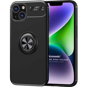 Microsonic Apple iPhone 14 Plus Kickstand Ring Holder Siyah Cep Telefonu Kılıfı