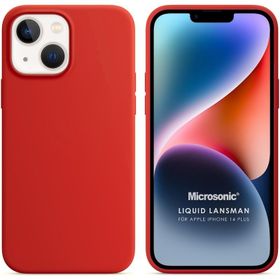 Microsonic Apple iPhone 14 Plus Liquid Lansman Silikon Kırmızı Cep Telefonu Kılıfı