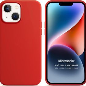Microsonic Apple iPhone 14 Plus Liquid Lansman Silikon Kırmızı Cep Telefonu Kılıfı