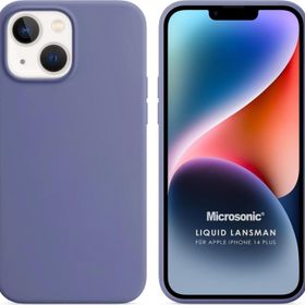 Microsonic Apple iPhone 14 Plus Liquid Lansman Silikon Lavanta Grisi Cep Telefonu Kılıfı