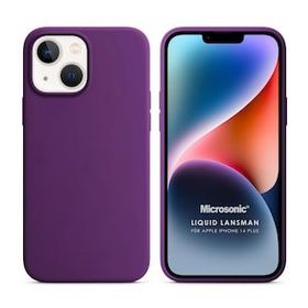 Microsonic Apple iPhone 14 Plus Liquid Lansman Silikon Mor Cep Telefonu Kılıfı
