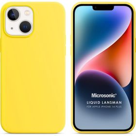 Microsonic Apple iPhone 14 Plus Liquid Lansman Silikon Sarı Cep Telefonu Kılıfı
