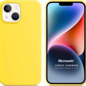 Microsonic Apple iPhone 14 Plus Liquid Lansman Silikon Sarı Cep Telefonu Kılıfı