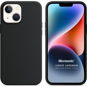 Microsonic Apple iPhone 14 Plus Liquid Lansman Silikon Siyah Cep Telefonu Kılıfı