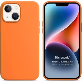 Microsonic Apple iPhone 14 Plus Liquid Lansman Silikon Turuncu Cep Telefonu Kılıfı