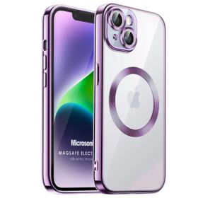 Microsonic Apple iPhone 14 Plus MagSafe Luxury Electroplate Lila Cep Telefonu Kılıfı