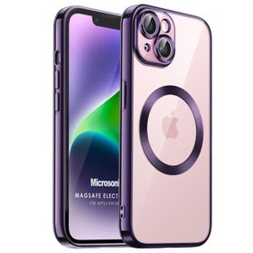 Microsonic Apple iPhone 14 Plus MagSafe Luxury Electroplate Mor Cep Telefonu Kılıfı