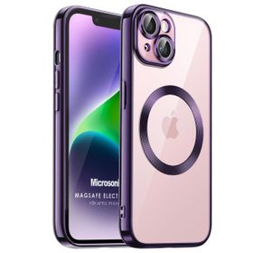 Microsonic Apple iPhone 14 Plus MagSafe Luxury Electroplate Mor Cep Telefonu Kılıfı