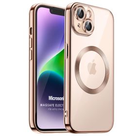 Microsonic Apple iPhone 14 Plus MagSafe Luxury Electroplate Rose Gold Cep Telefonu Kılıfı
