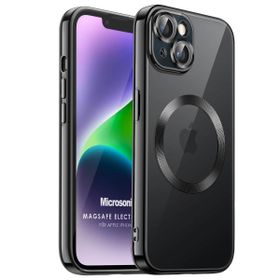 Microsonic Apple iPhone 14 Plus MagSafe Luxury Electroplate Siyah Cep Telefonu Kılıfı