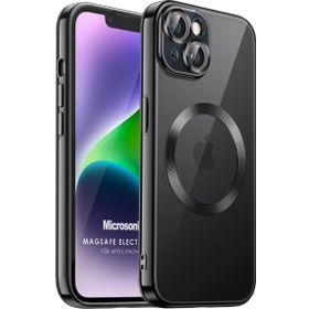 Microsonic Apple iPhone 14 Plus MagSafe Luxury Electroplate Siyah Cep Telefonu Kılıfı