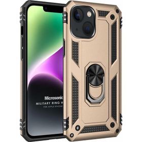 Microsonic Apple iPhone 14 Plus Military Ring Holder Gold Cep Telefonu Kılıfı