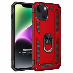 Microsonic Apple iPhone 14 Plus Military Ring Holder Kırmızı Cep Telefonu Kılıfı