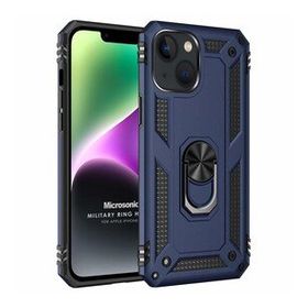 Microsonic Apple iPhone 14 Plus Military Ring Holder Lacivert Cep Telefonu Kılıfı