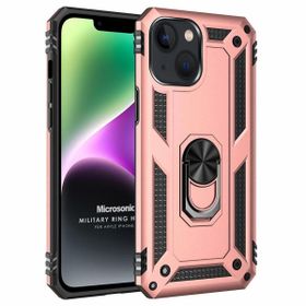 Microsonic Apple iPhone 14 Plus Military Ring Holder Rose Gold Cep Telefonu Kılıfı