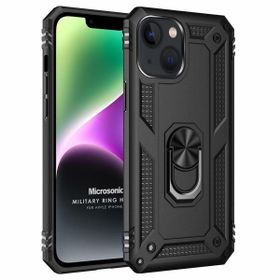 Microsonic Apple iPhone 14 Plus Military Ring Holder Siyah Cep Telefonu Kılıfı