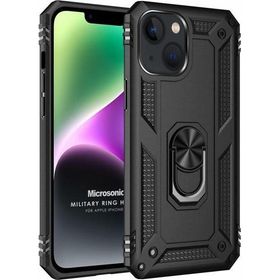 Microsonic Apple iPhone 14 Plus Military Ring Holder Siyah Cep Telefonu Kılıfı