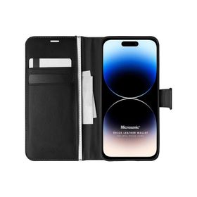 Microsonic Apple iPhone 14 Pro Delux Leather Wallet Siyah Cep Telefonu Kılıfı