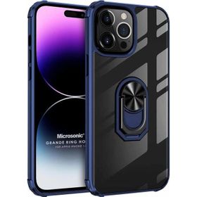 Microsonic Apple iPhone 14 Pro Grande Clear Ring Holder Lacivert Cep Telefonu Kılıfı
