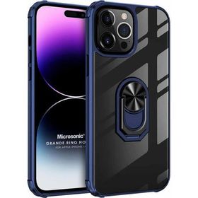 Microsonic Apple iPhone 14 Pro Grande Clear Ring Holder Lacivert Cep Telefonu Kılıfı