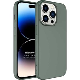 Microsonic Apple iPhone 14 Pro Groovy Soft Koyu Yeşil Cep Telefonu Kılıfı
