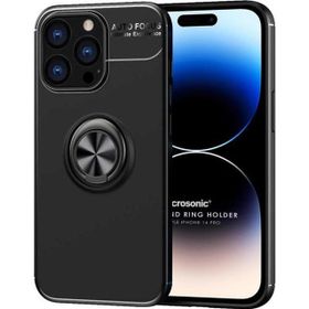 Microsonic Apple iPhone 14 Pro Kickstand Ring Holder Siyah Cep Telefonu Kılıfı