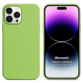Microsonic Apple iPhone 14 Pro Liquid Lansman Silikon Açık Yeşil Cep Telefonu Kılıfı
