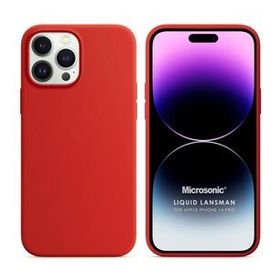 Microsonic Apple iPhone 14 Pro Liquid Lansman Silikon Kırmızı Cep Telefonu Kılıfı