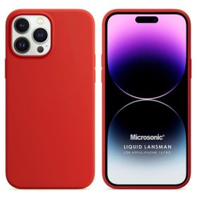 Microsonic Apple iPhone 14 Pro Liquid Lansman Silikon Kırmızı Cep Telefonu Kılıfı