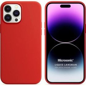 Microsonic Apple iPhone 14 Pro Liquid Lansman Silikon Kırmızı Cep Telefonu Kılıfı