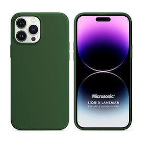 Microsonic Apple iPhone 14 Pro Liquid Lansman Silikon Koyu Yeşil Cep Telefonu Kılıfı