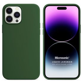 Microsonic Apple iPhone 14 Pro Liquid Lansman Silikon Koyu Yeşil Cep Telefonu Kılıfı