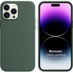 Microsonic Apple iPhone 14 Pro Liquid Lansman Silikon Koyu Yeşil Cep Telefonu Kılıfı