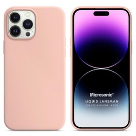 Microsonic Apple iPhone 14 Pro Liquid Lansman Silikon Kum Pembesi Cep Telefonu Kılıfı