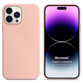 Microsonic Apple iPhone 14 Pro Liquid Lansman Silikon Kum Pembesi Cep Telefonu Kılıfı