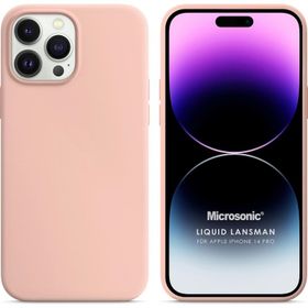 Microsonic Apple iPhone 14 Pro Liquid Lansman Silikon Kum Pembesi Cep Telefonu Kılıfı