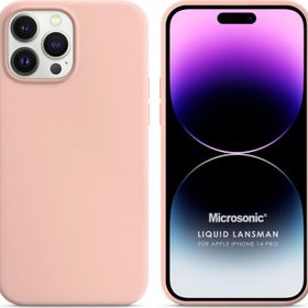 Microsonic Apple iPhone 14 Pro Liquid Lansman Silikon Kum Pembesi Cep Telefonu Kılıfı