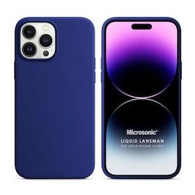 Microsonic Apple iPhone 14 Pro Liquid Lansman Silikon Lacivert Cep Telefonu Kılıfı