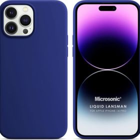 Microsonic Apple iPhone 14 Pro Liquid Lansman Silikon Lacivert Cep Telefonu Kılıfı