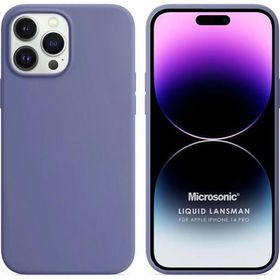 Microsonic Apple iPhone 14 Pro Liquid Lansman Silikon Lavanta Grisi Cep Telefonu Kılıfı