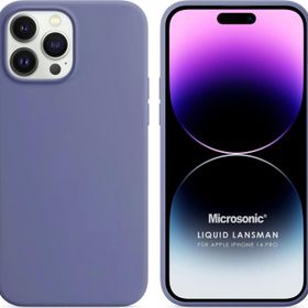 Microsonic Apple iPhone 14 Pro Liquid Lansman Silikon Lavanta Grisi Cep Telefonu Kılıfı