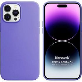 Microsonic Apple iPhone 14 Pro Liquid Lansman Silikon Lila Cep Telefonu Kılıfı